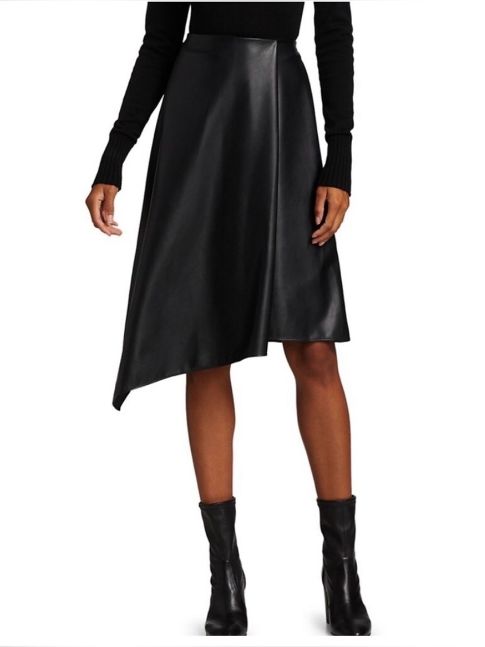 Alice + Olivia Black vegan leather Asymmetrical Skirt